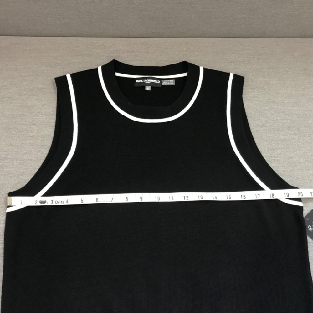 KARL LAGERFELD PARIS Women's Vest Contrast-Trim Sleeveless Sweater Size M NWT - Picture 2 of 9